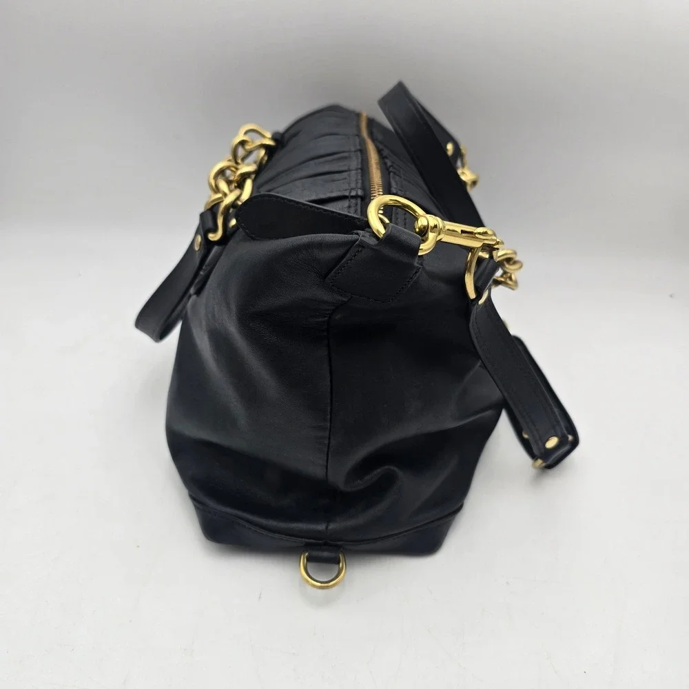 Coach Madison Sophia Black Gathered Leather Satchel Crossbody Bag F17647 Gold